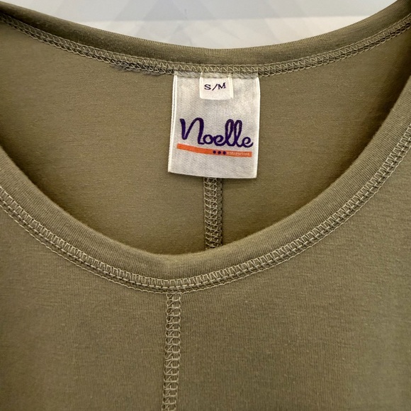 Noelle Linen Blend Tunic Knit Top Womens Size S/M Green Asymmetrical Lagen Look - Picture 6 of 9